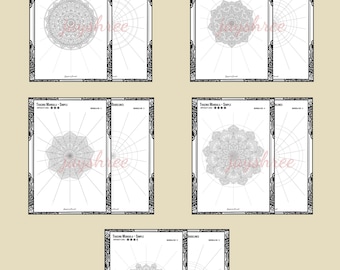 Mandala para delinear y rellenar, calcar y colorear (PDF). Adornos, papel digital, descargas, página para colorear, arteterapia, hoja para calcar.