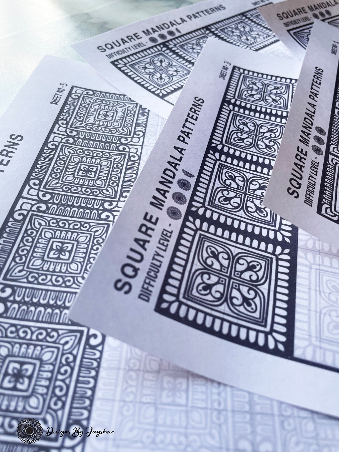 Mandala Pattern Sheet 5 Mandala Practice Sheet Digital - Etsy