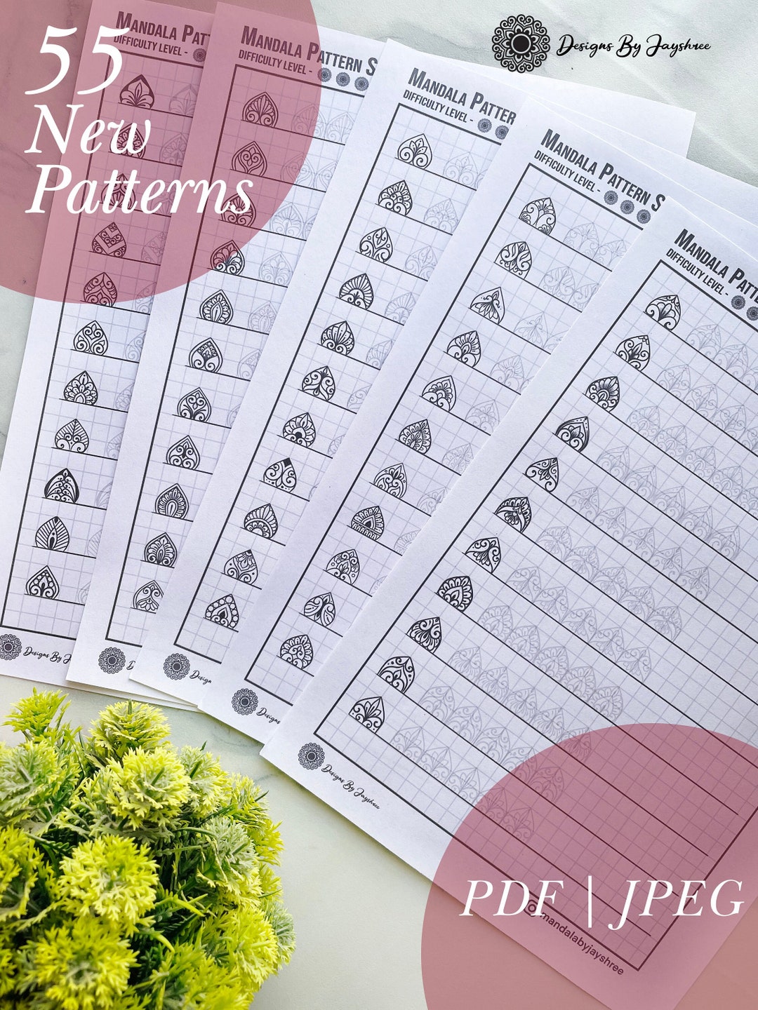 Mandala Pattern Sheets- 55 Patterns, Mandala Practice Sheets,digital ...