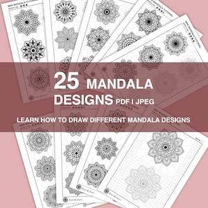 Mandala Practice Sheets SET OF 25 Mandalas, Mandala templates , Digital Downloads, Mandala Digital Downloads, Mandala Pattern Templates