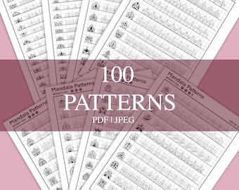 Beginner Mandala Pattern Sheets- 100 Patterns, Mandala Practice Sheets,Mindful Mandala m,Mandala Digital Downloads,Mandala Pattern Templates