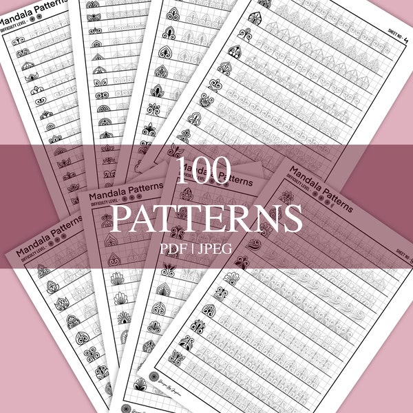 Mandala Pattern Sheets- 100 Patterns, Mandala Practice Sheets,Digital Downloads,Mandala Digital Downloads,Mandala Pattern Templates, Mandala