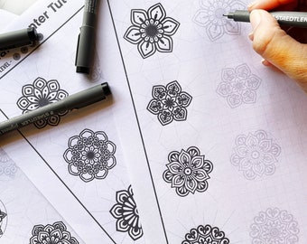 Mandala Pattern SheetsMandalaTemplate Tutorial Mandala Practice Sheets,Digital Downloads,Mandala Digital Downloads,Mandala Pattern Templates