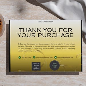 Editable Thank You for your Order Template, Easy to use, Instant Download, Customer Appreciation, Small Business Thank you Cards for order