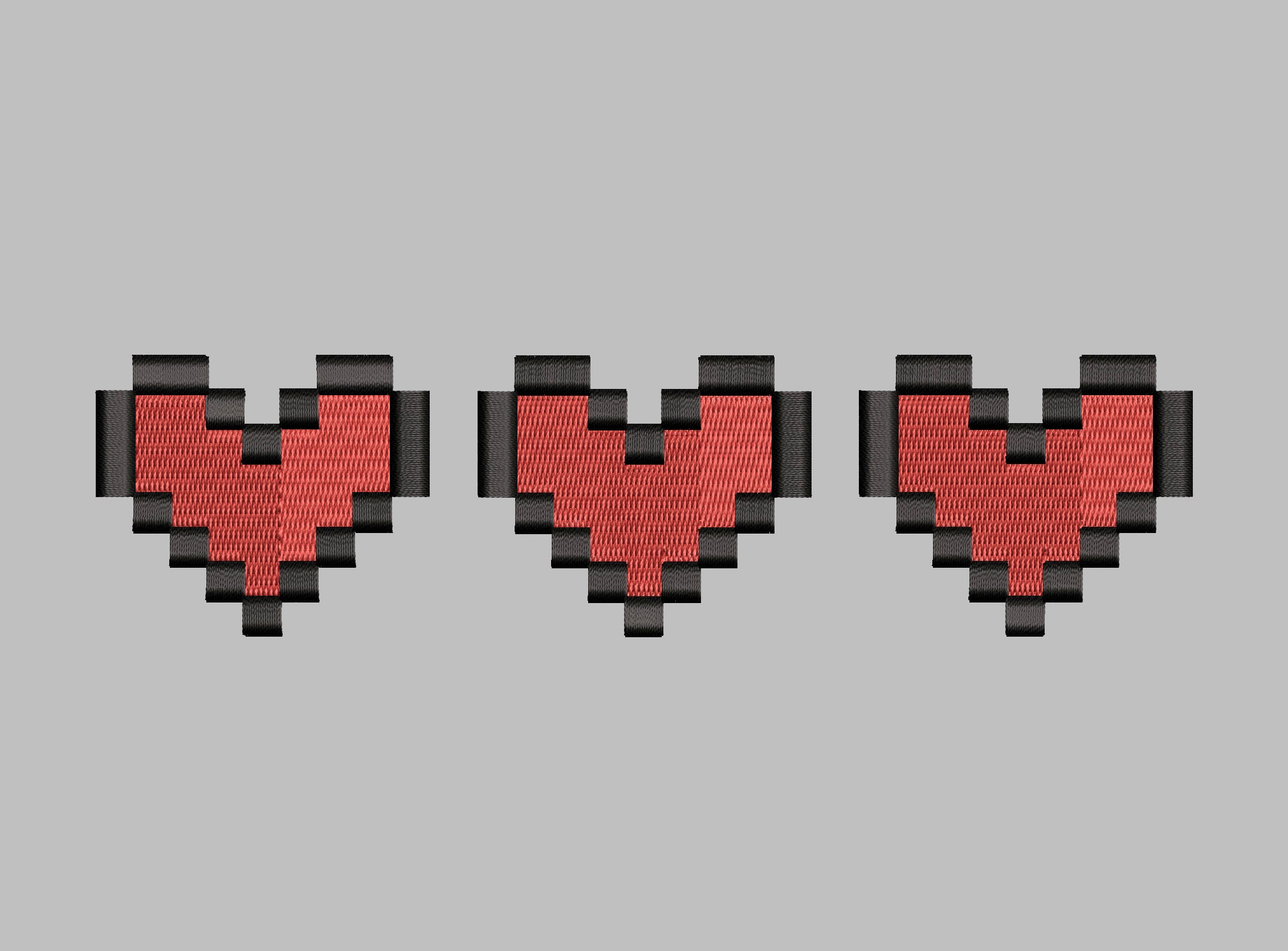8-bit Hearts - Machine Embroidery Design File - Etsy