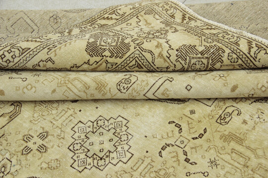 Neutral Turkish Rugs for İnterior Design: 10X12 Ft Brown Beige Large ...