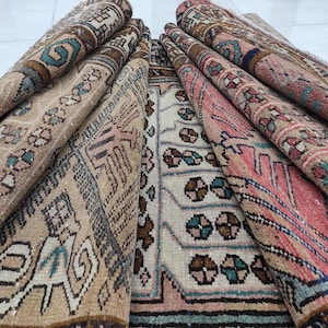 Vintage Turkish Rug Runner: 1960s Oushak Wool-Cotton, 3&#39;X10&#39;