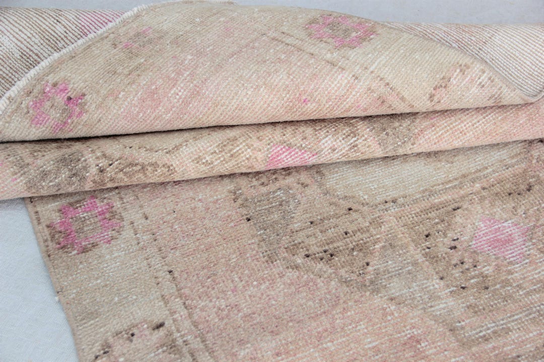 Neutral Turkish Hallway Rug: Vintage Oushak 3.4'x12.5' Saloon Runner - Etsy