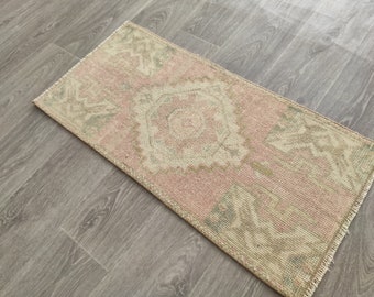 Handgewebte Wolle Türmatte: Vintage Teppich (1.4'X2.8')