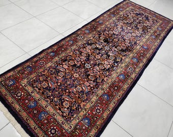 Vintage Turkish Hallway Runner Rug: Wool & Cotton Oushak, 3.9x10.5