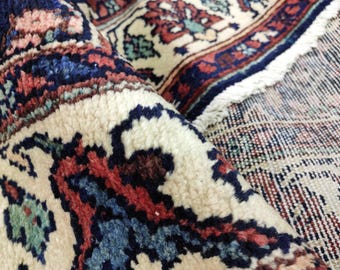 Handwoven Wool Turkish Runner Rug: 3.2&#39;x15.6&#39;, 1970s Vintage Oushak