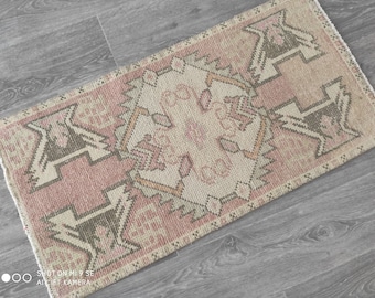 Vintage Turkish Oushak Rug: Wool Cotton Door Mat (2'X3')