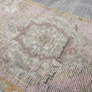 Vintage Turkish Rug: Rose Brown Wool-Cotton Hallway Mat (1.57&#39;X3.08&#39;)