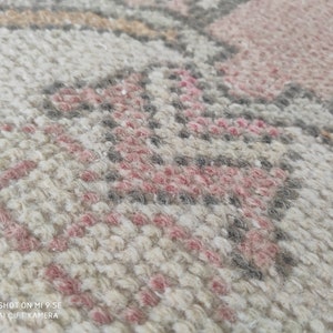 Vintage Turkish Oushak Rug: Wool Cotton Door Mat (1.54&#39;X3.02&#39;)