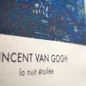 Natural design tote bag with art motif made of cotton canvas with zip and inner pocket tote bag Van Gogh La nuit image 2