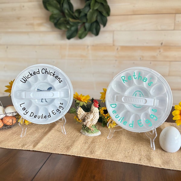 Personalized Deviled Egg Tray with Lid | Deviled Egg Carrier | Wicked Chickens Lay Deviled Eggs | Egg Serving Tray