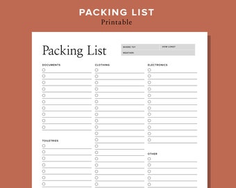 Packing List | Printable | Digital Download - Etsy