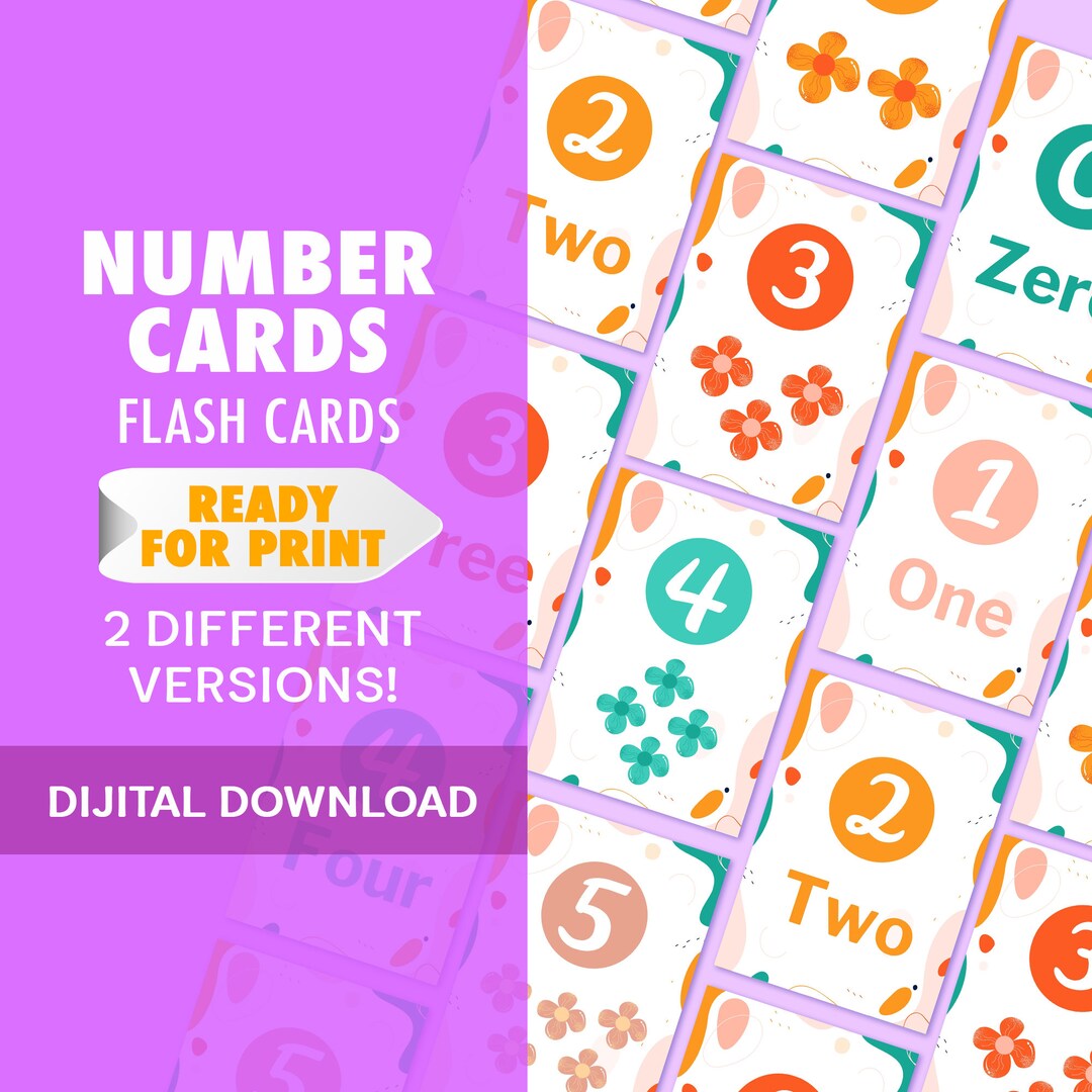 PRINTABLE Numbers Flashcards 0-10 Preschool Counting Flash - Etsy