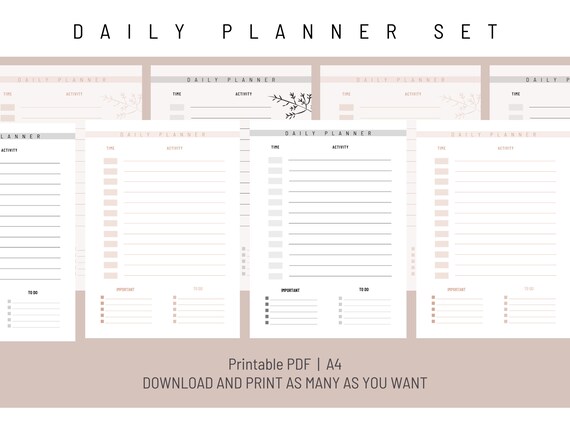 Daily Printable Planner Set A4 Instant Download Colour - Etsy