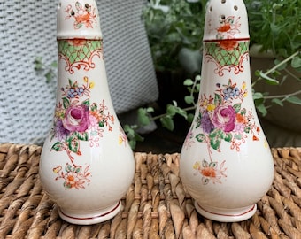 Vintage Hand Painted Floral Salt and Pepper Shakers Made in Japan