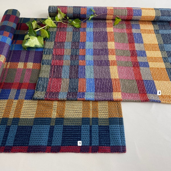 Handwoven towel, cotton tea towel, blue yellow green,  unique kitchen gift, chef present, table runner, hostess gift, birthday gift for her