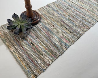 Unique table runners,  handwoven runners, ivory cotton upcycled, eco friendly, washable,  housewarming gift, table decor,warm earth tones