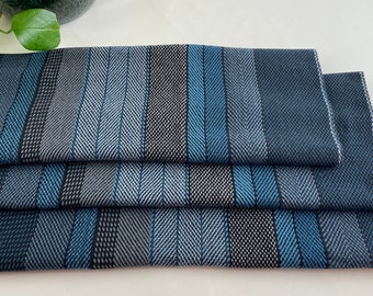 Handwoven towel, cotton tea towel, teal black grey, unique kitchen gift, chef gift, gift for men, hostess gift, table runner, kitchen decor