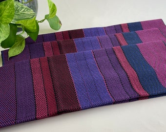 Handwoven towel, cotton tea towel, purple red navy, unique kitchen gift, chef gift, gift for men, hostess gift, table runner, kitchen decor