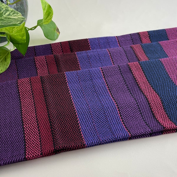 Handwoven towel, cotton tea towel, purple red navy, unique kitchen gift, chef gift, gift for men, hostess gift, table runner, kitchen decor