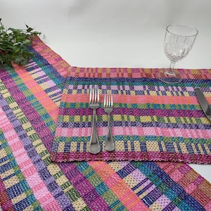 handwoven runners and placemats, cotton, unique table decor, colourful runners ,easy care, gift for her, Christmas gift, table decor