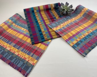 handwoven runners, cotton table runner, unique table decor, colourful runners, multi-coloured, gift for her, Christmas gift, table decor