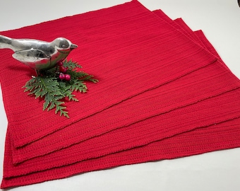 handwoven placemats, cotton napkins, unique table decor, colourful,  Red, gift for her, Christmas placemats, table decor, table napkins,