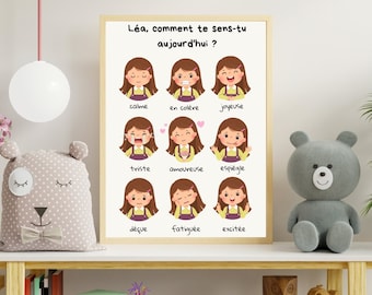 DIGITAL poster on emotions - Children's room decoration - Montessori - Emotions