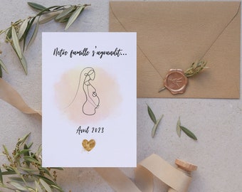 Pregnancy announcement card - baby birth date - personalized card - digital card