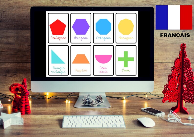 16 French Geometric Shapes / Picture Cards for Children, Nomenclature ...