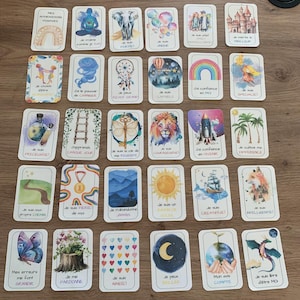 30 carte di affermazioni positive per bambini e adolescenti in francese - Sofrologia - Oracolo - Rinforzo positivo - Flashcard positive in francese