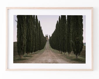 Toskanische Cypress Road Wandkunst | Italienische Landschaftsfotografie | Rustikales Bauernhaus Digitaler Download | Reisen zum Ausdrucken