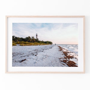 Sanibel Island Lighthouse Beach Print | Coastal Wall Art Digital Download | Nautical Photography | Tropical Ocean Sunset Poster