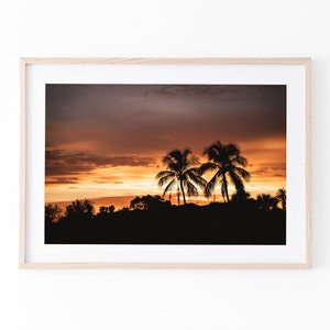Tropical Sunset Wall Art | Palm Tree Beach Print | Digital Download | Coastal Landscape Printable | Ocean Sunset Photography