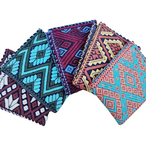 Portefeuille brodé en denim mexicain | Portefeuille fait main | Porte-cartes | Portefeuille pour hommes | Pour lui
