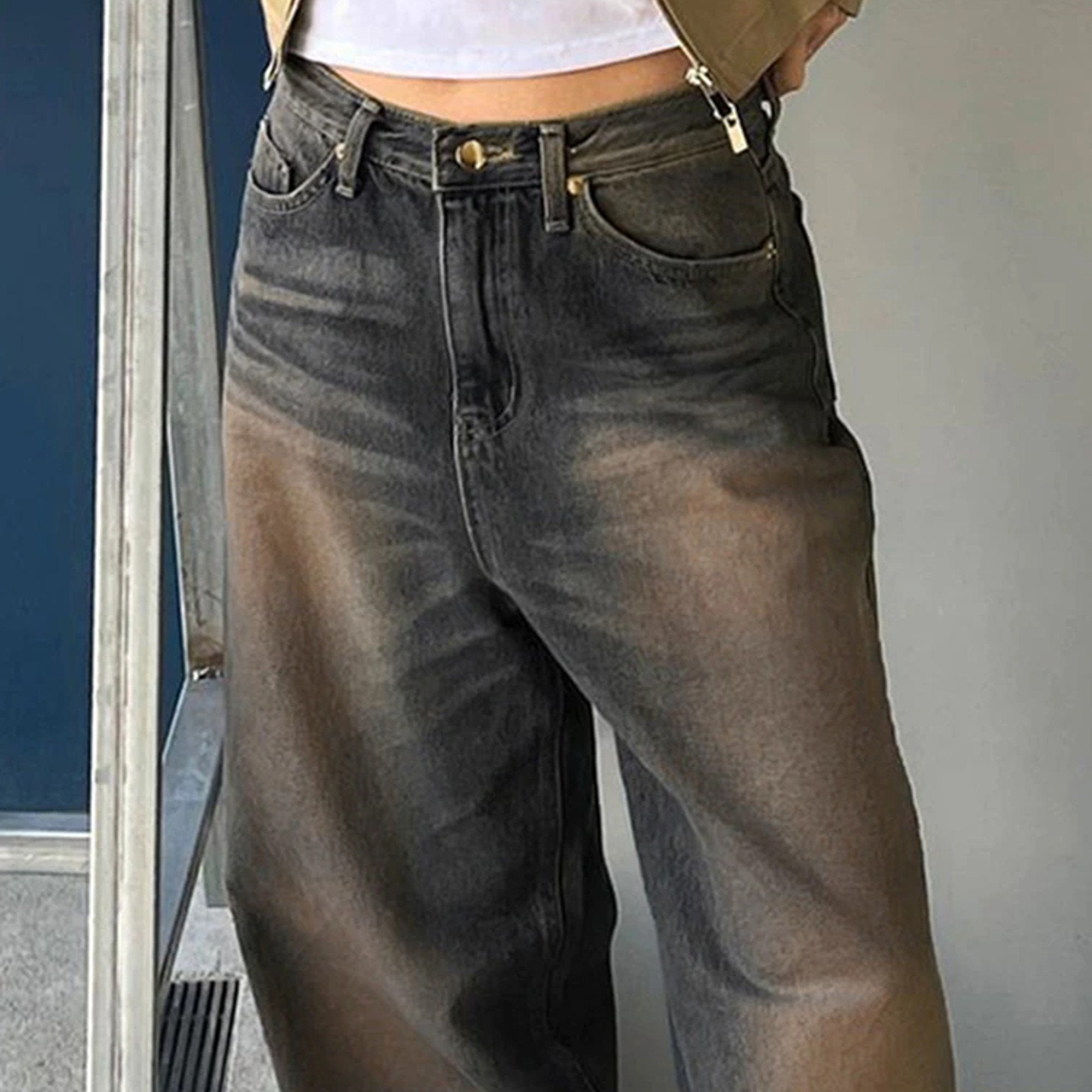 American Retro Baggy Grunge Inspired Washed Jeans - Etsy Canada