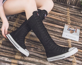 Knee Canvas Sneaker Boots -