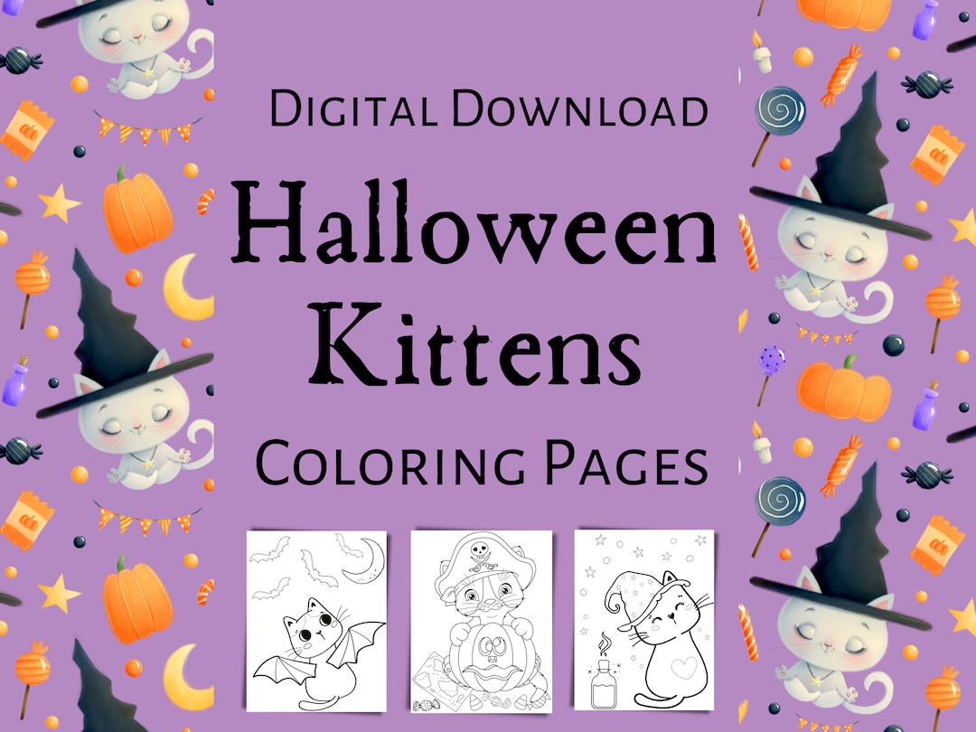 Halloween Kitten Coloring Pages, Cat Coloring Pages, Printable Pages ...