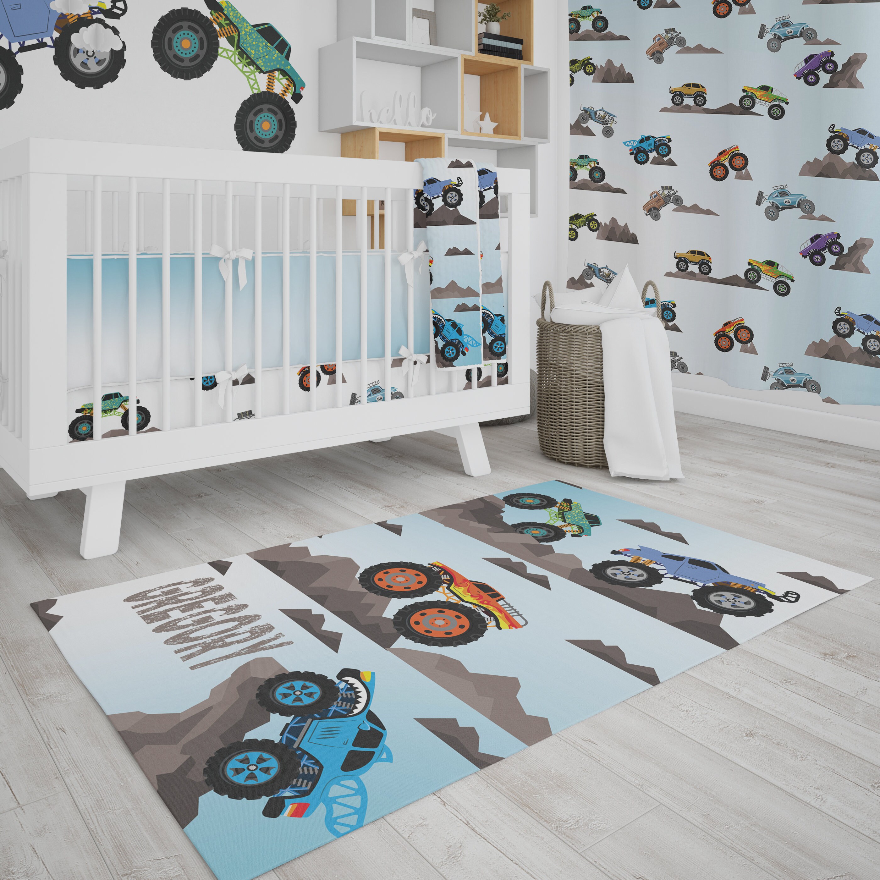 Monster Truck Crib Bedding Set Personalized Boy Crib Bedding Etsy