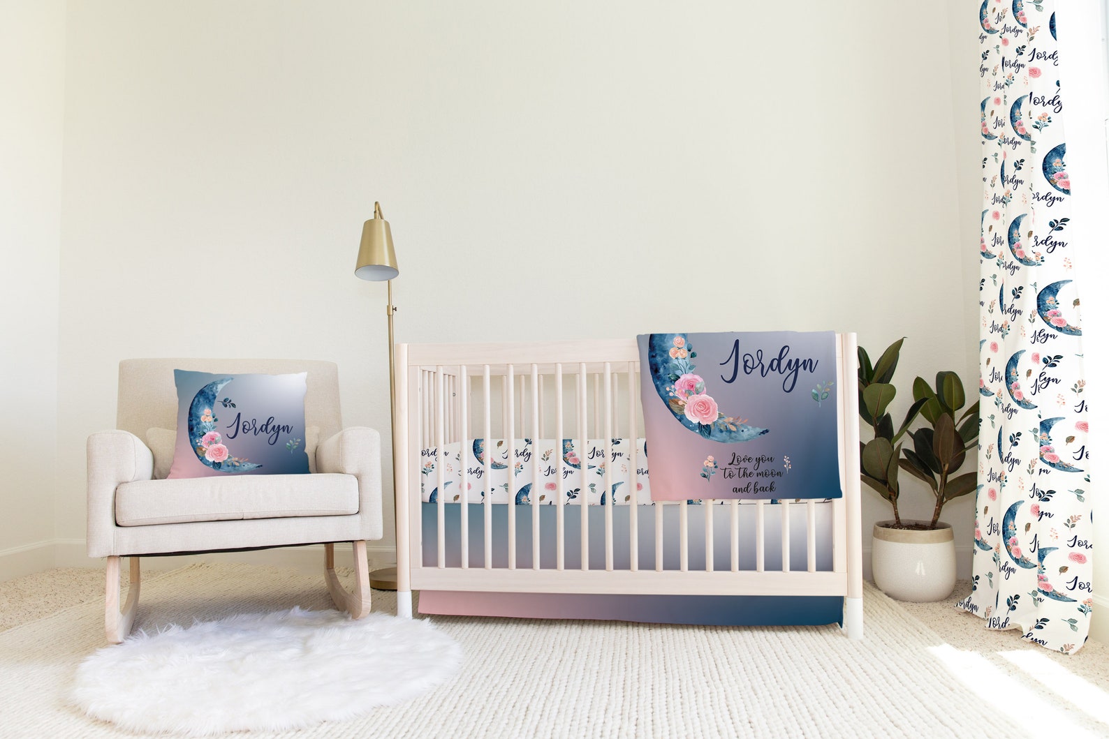 Moon Crib Bedding Set Crib Bedding Set Girl Moon Nursery Etsy