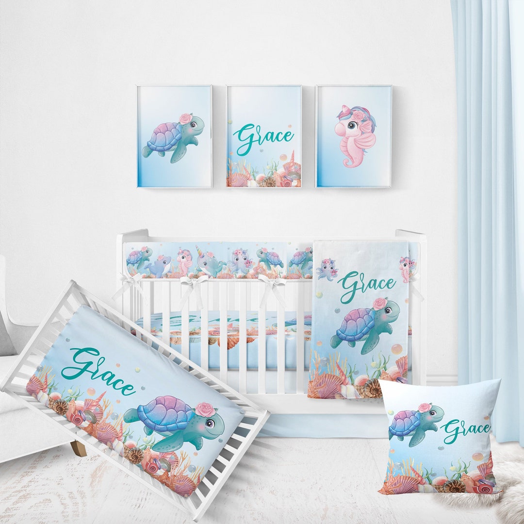 Sea Turtle Crib Bedding Set Crib Bedding Set Girl Sea Turtle Etsy