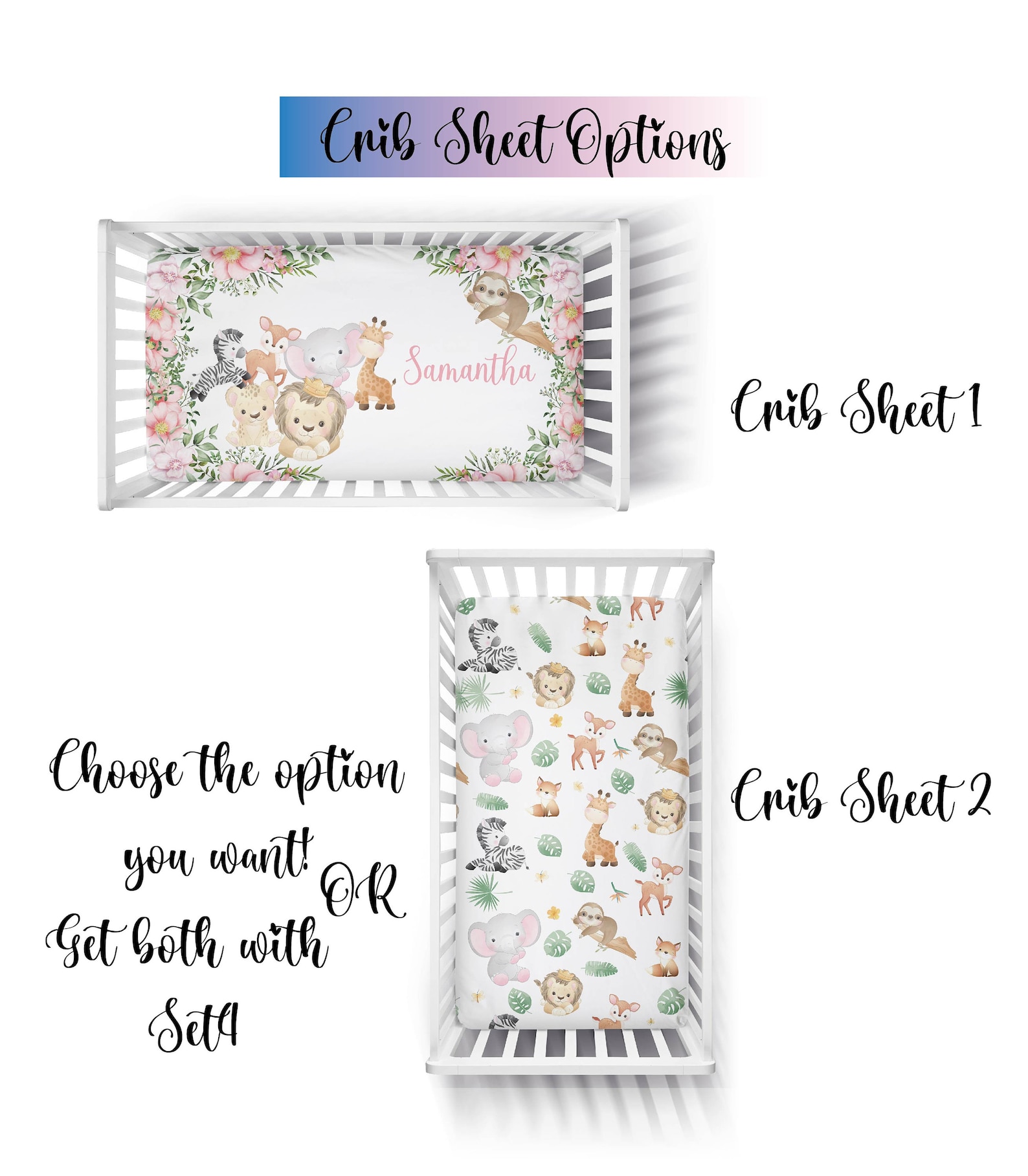 Safari Crib Bedding Set Girl Crib Bedding Safari Animal Etsy
