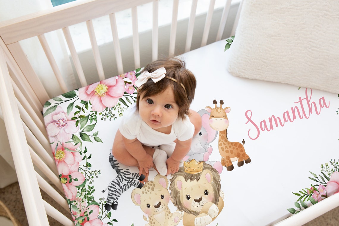 Safari Crib Bedding Set Girl Crib Bedding Safari Animal Etsy