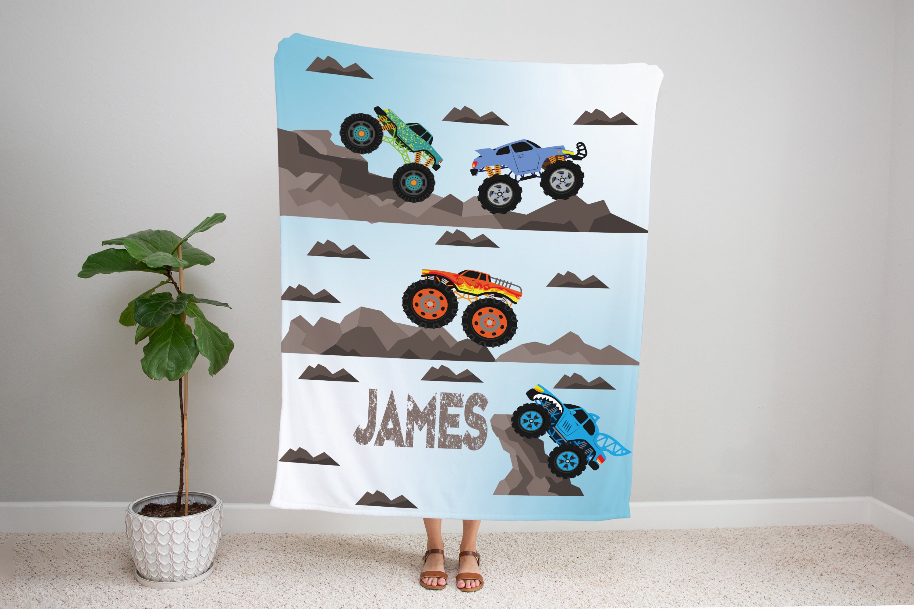Monster Truck Crib Bedding Set Personalized Boy Crib Bedding Etsy