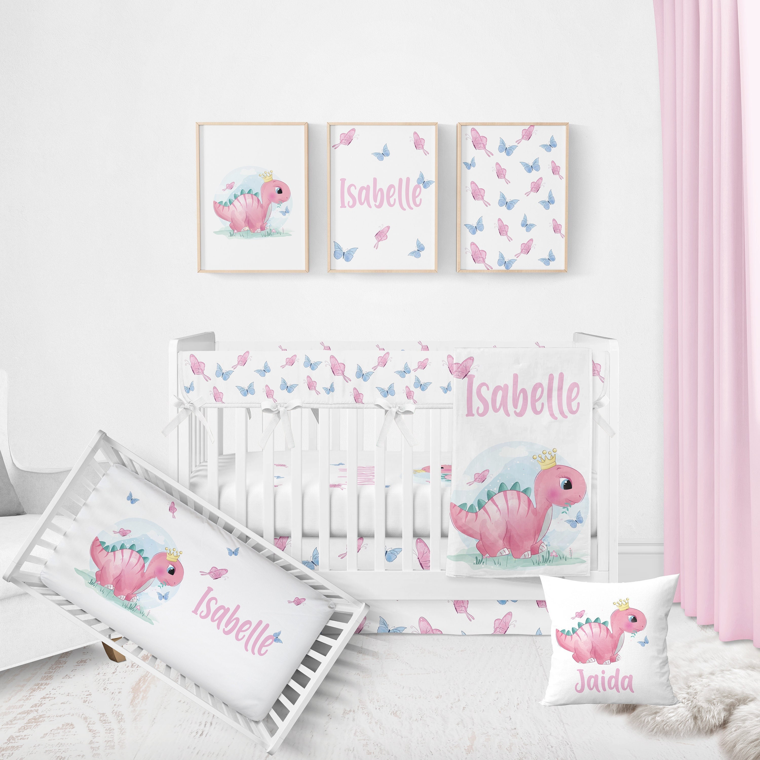 Dinosaur Girl Nursery Bedding Dinosaur Crib Bedding Crib Etsy